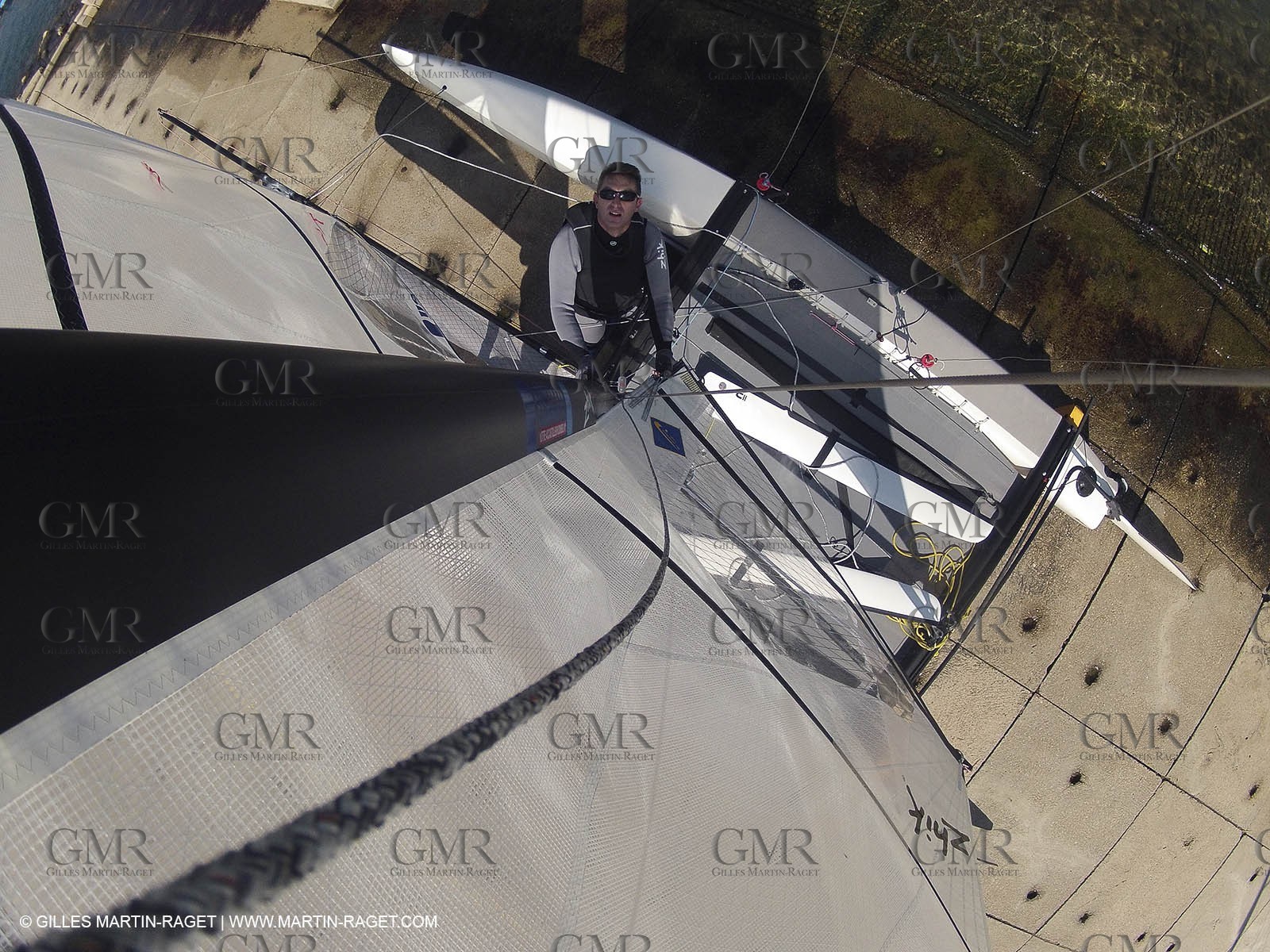 26 03 2013 - Marseille (FRA,13) - Ingrid Petitjean et Olivier Backes s'entraînent en Nacra 17 dans la brise