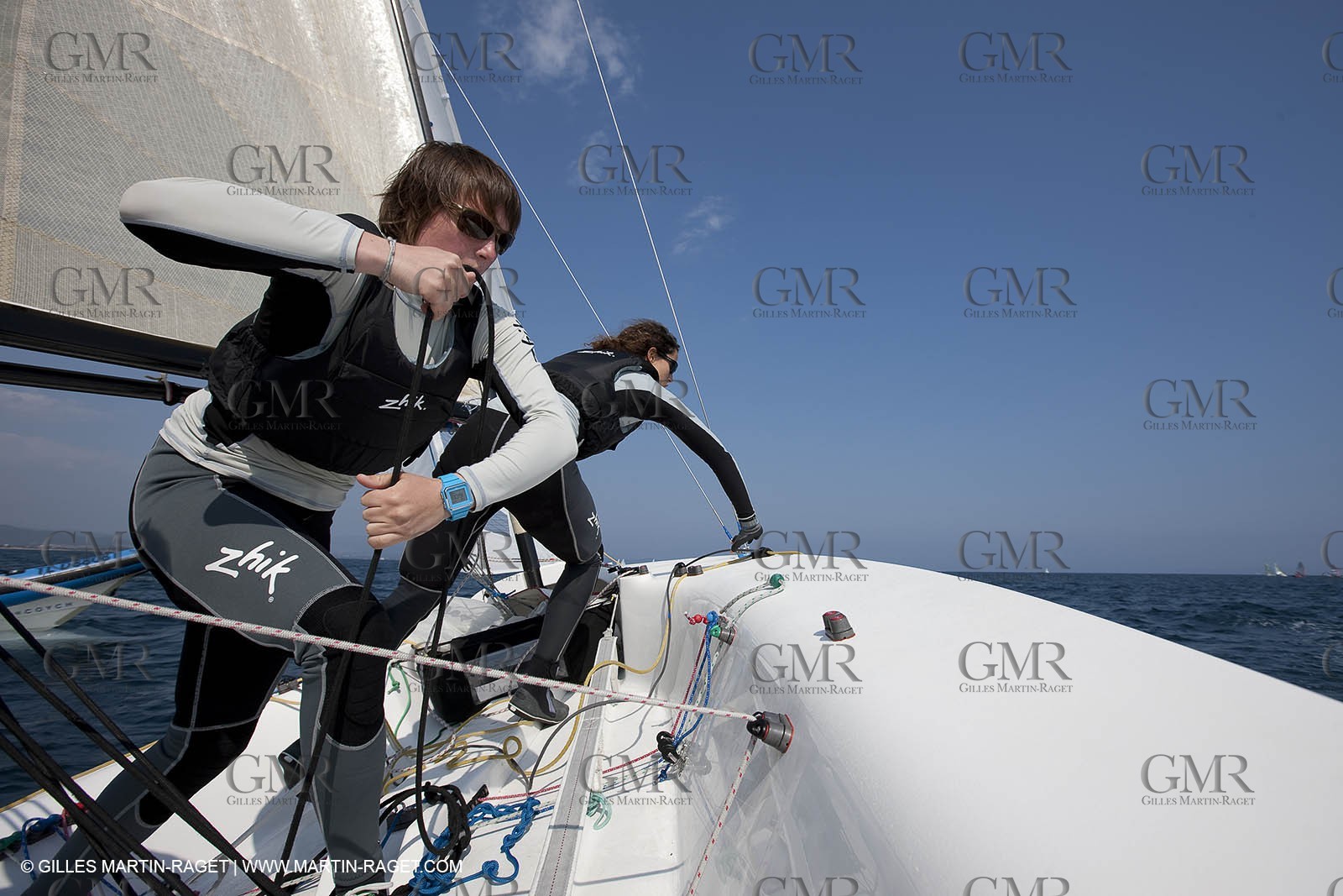 20 04 2010 - Hyères (FRA,83) - SOF 2010 - Zhik Team - women Match Racing - Leroy Pruvot  Bertrand