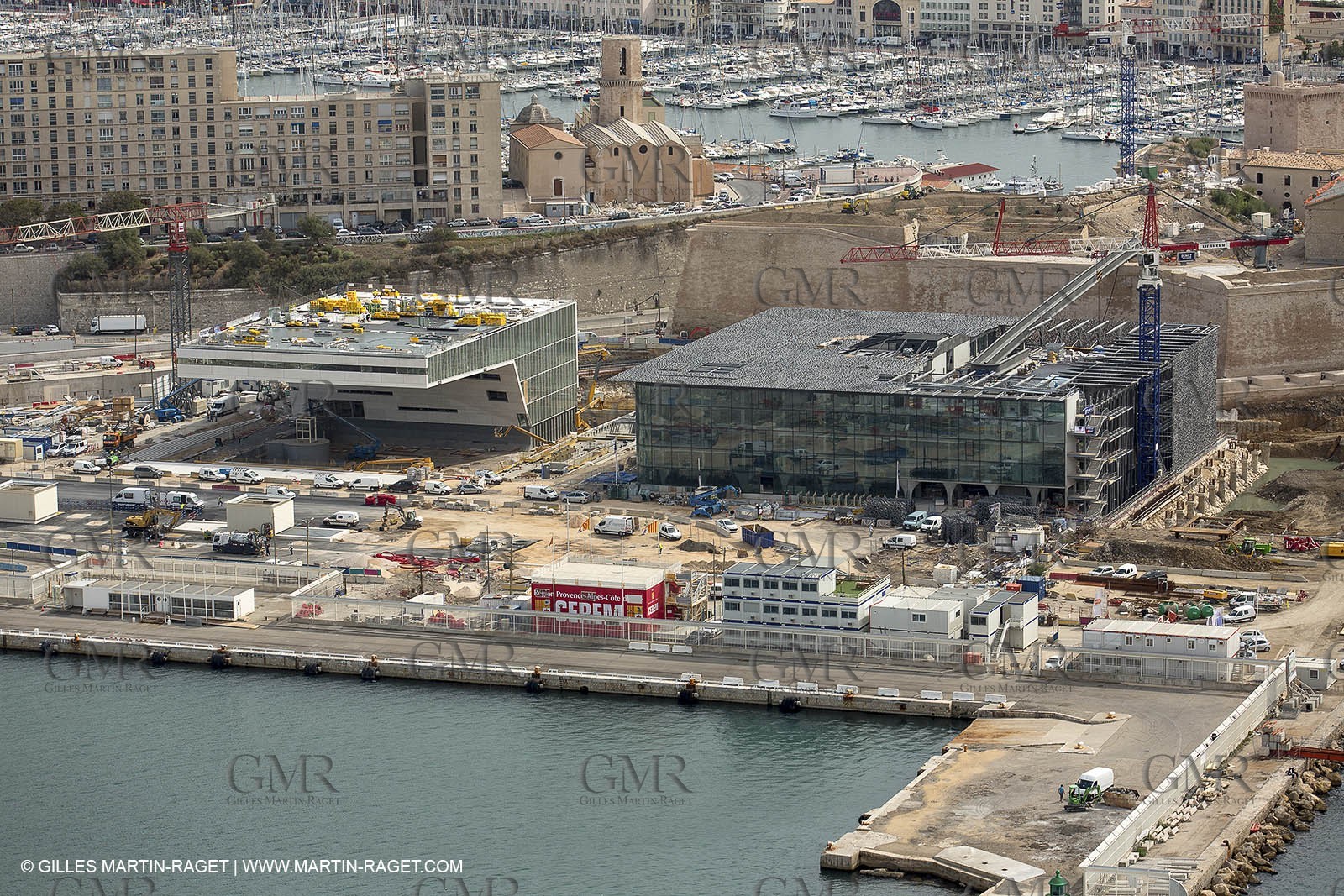 28 09 2012 - Marseille (FRA,13) - Travaux sur le Vieux Port, Construction du MUCEM, Renovation du Fort Saint Jean, construction du Centre Régional de la Meriterranée, CEREM,