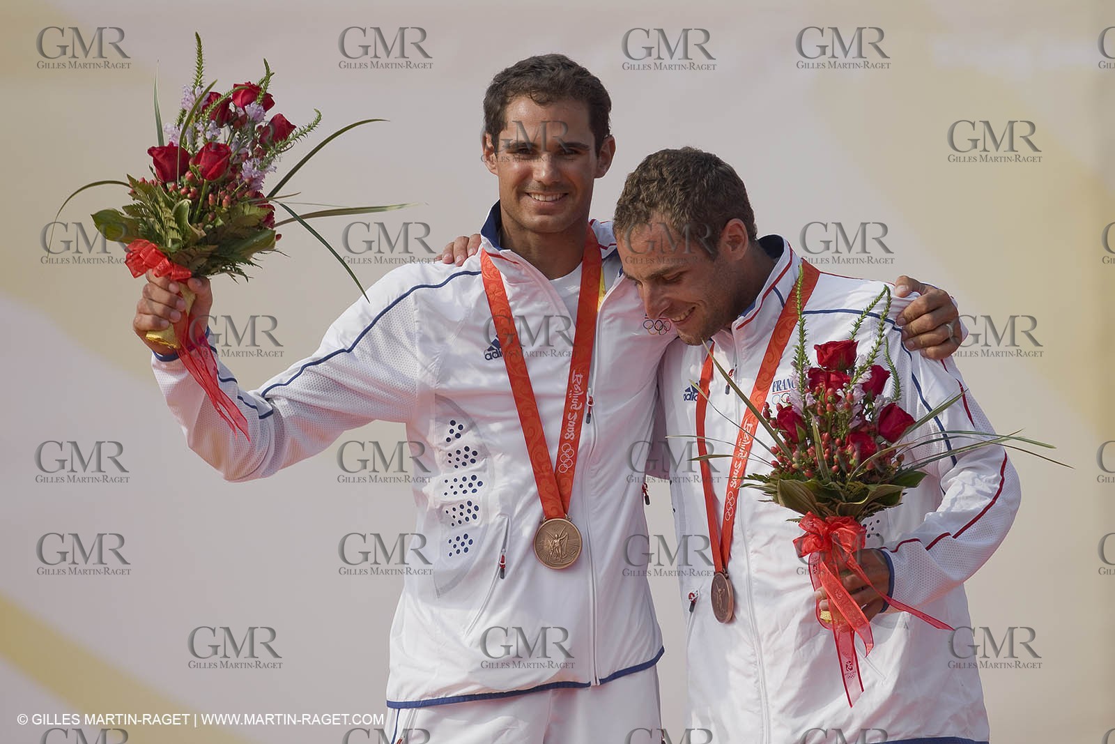 18 08 2008 - Qingdao (CHN) - 2008 Olympic games - Day 10 - Medal race 470 men, Charbnonnier Bausset bronze medal