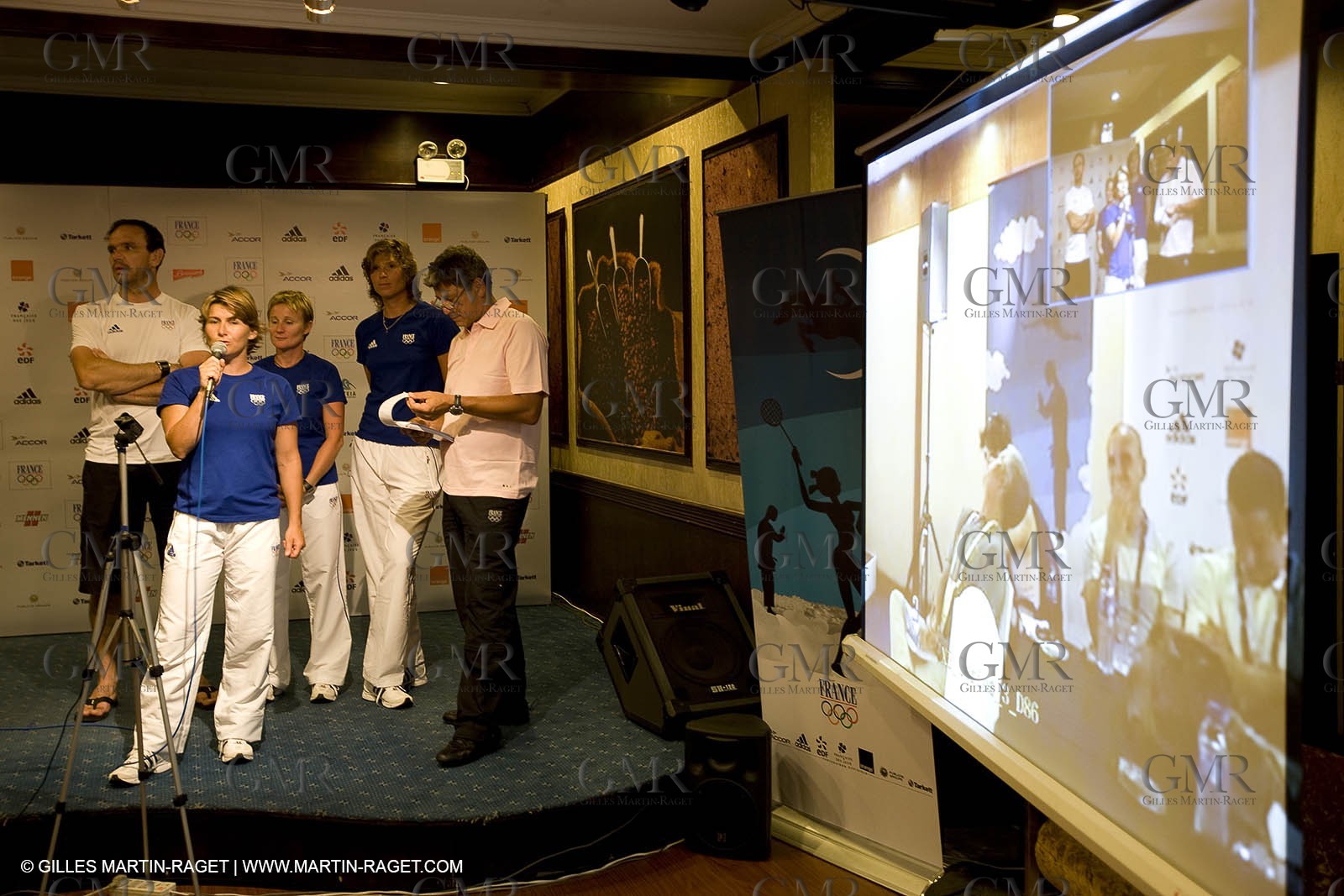 07 08 2008 - Qingdao (CHN) - Olympic games - Sailing - Opening of Club France at Grand Regency hotel and press conference with main press center in Beijing.