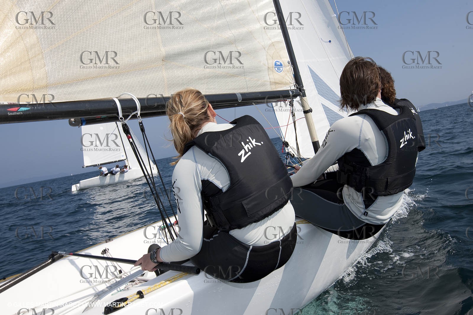 20 04 2010 - Hyères (FRA,83) - SOF 2010 - Zhik Team - women Match Racing - Leroy Pruvot  Bertrand