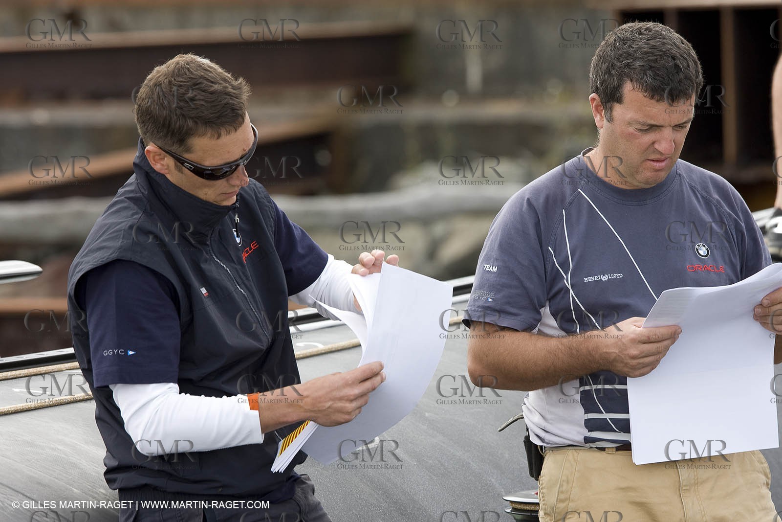 26 08 2008 - Anacortes (WA, USA) - America's Cup - BMW ORACLE Racing - 90 ft trimaran launch - structural tests completed by Design Team