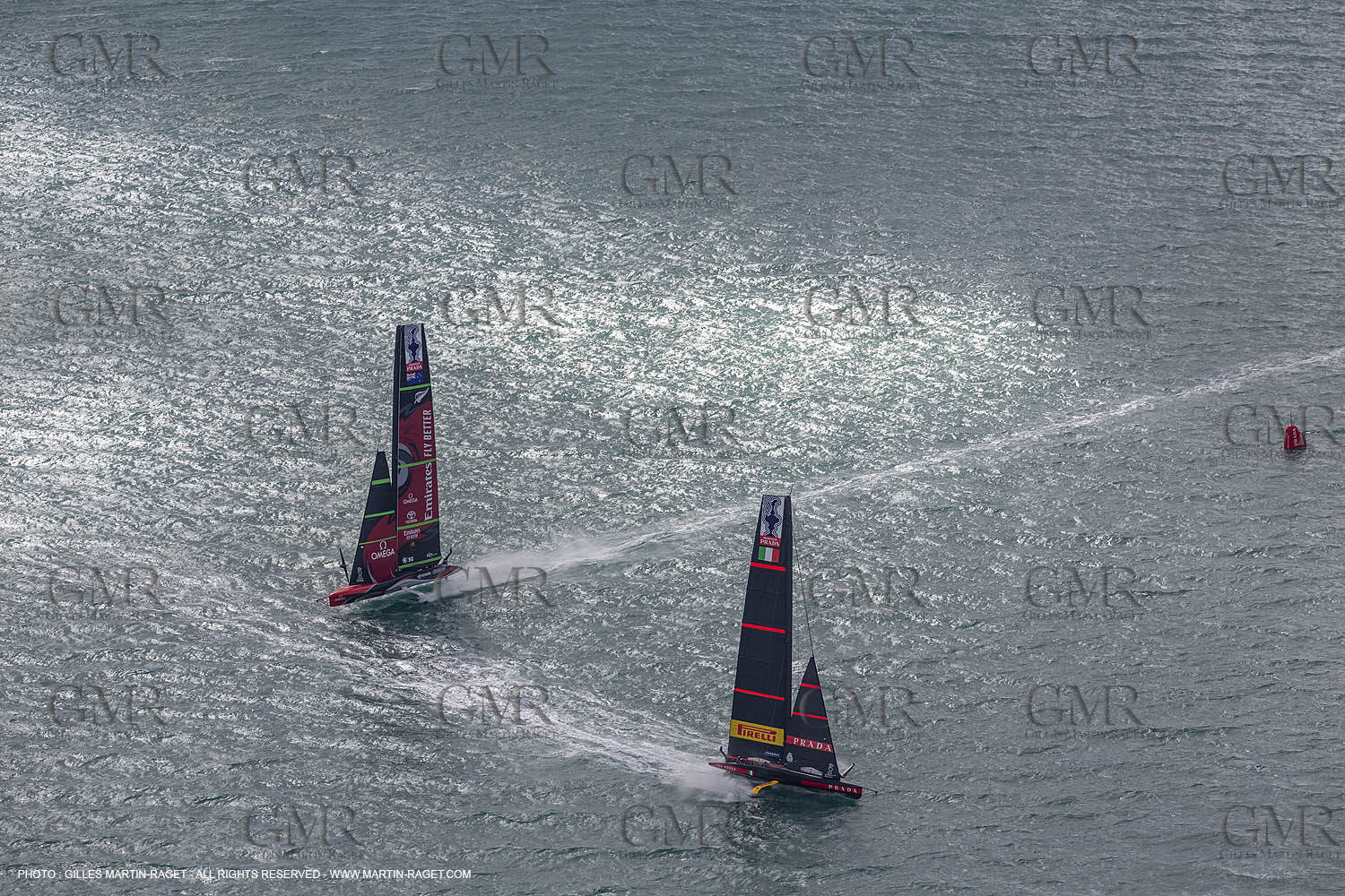 10 12 2020 - Auckland (NZL) - 36th America's Cup - Practice Sessions - Day 2 - Emirates Team New Zealand and Luna Rossa Prada Pirelli Team
