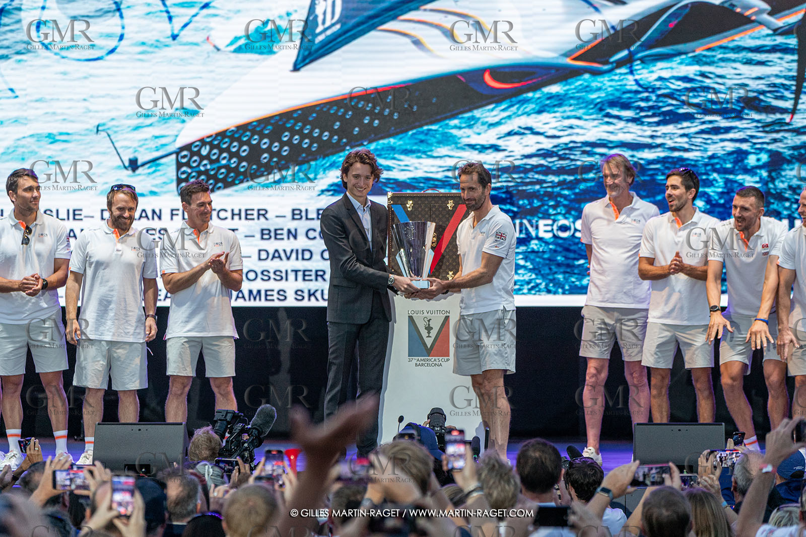 04 10 2024, Barcelona (ESP), 37th America's Cup, Louis Vuitton Cup Final, Race Day 7 , Prizegiving