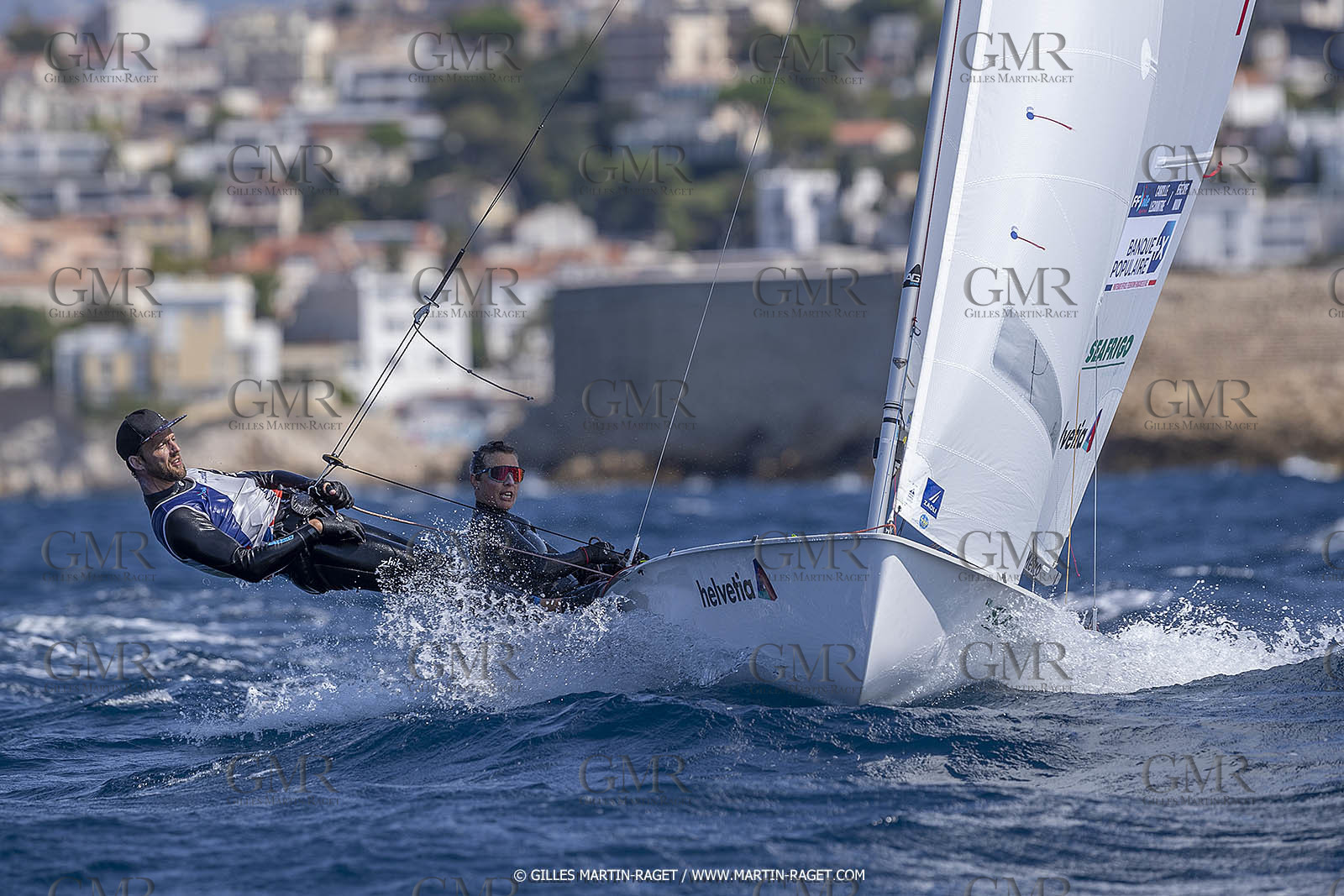 16 09 2022, Marseille (FRA), 470 Class, Paris 2024 Olympic Games, Sailing, 470 mixed dinghy, trainings, Camille Lecointre Jeremie Mion (FRA)