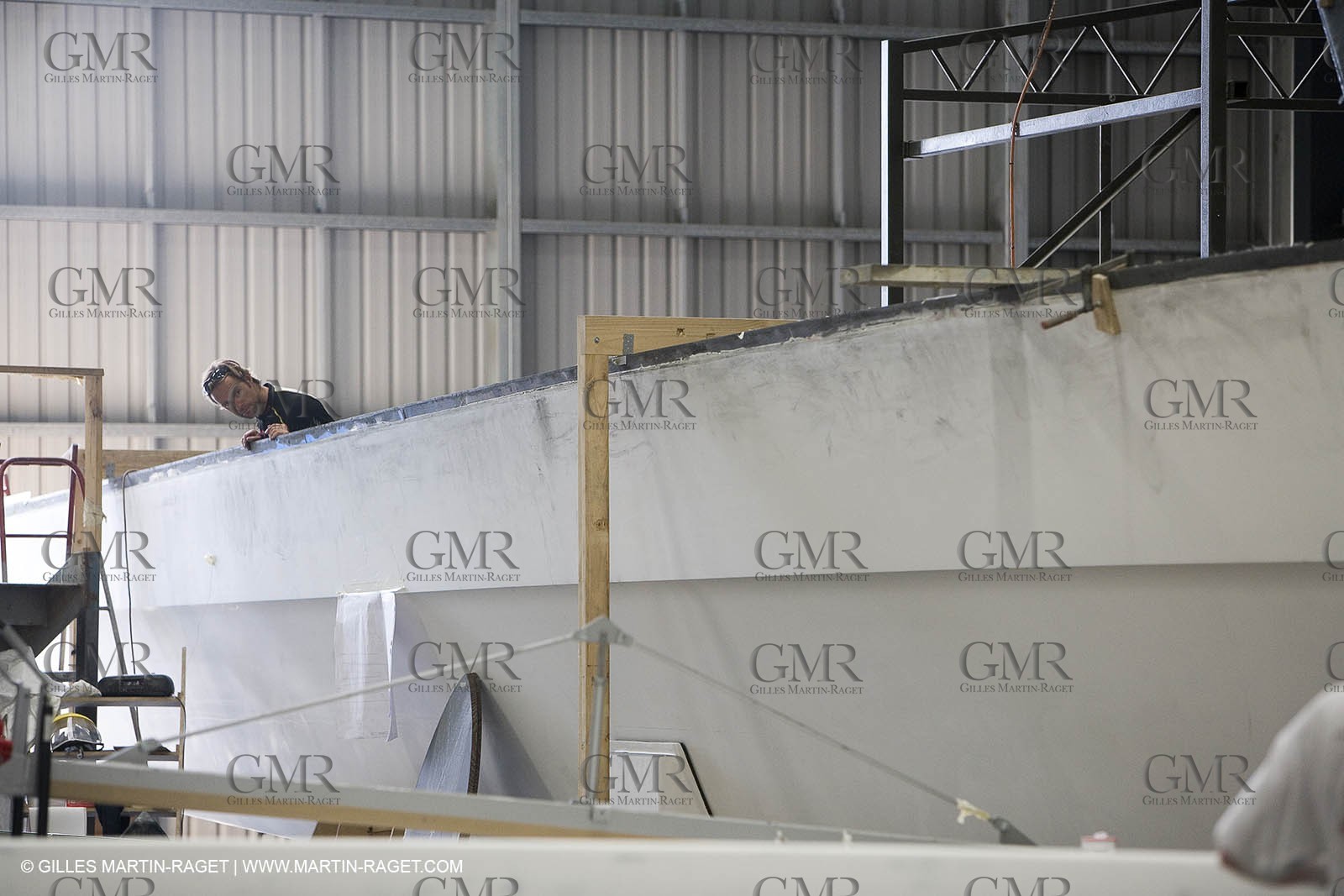 Sydney, Australia, Thomas Coville trimaran Sodebo building at Boat Speed