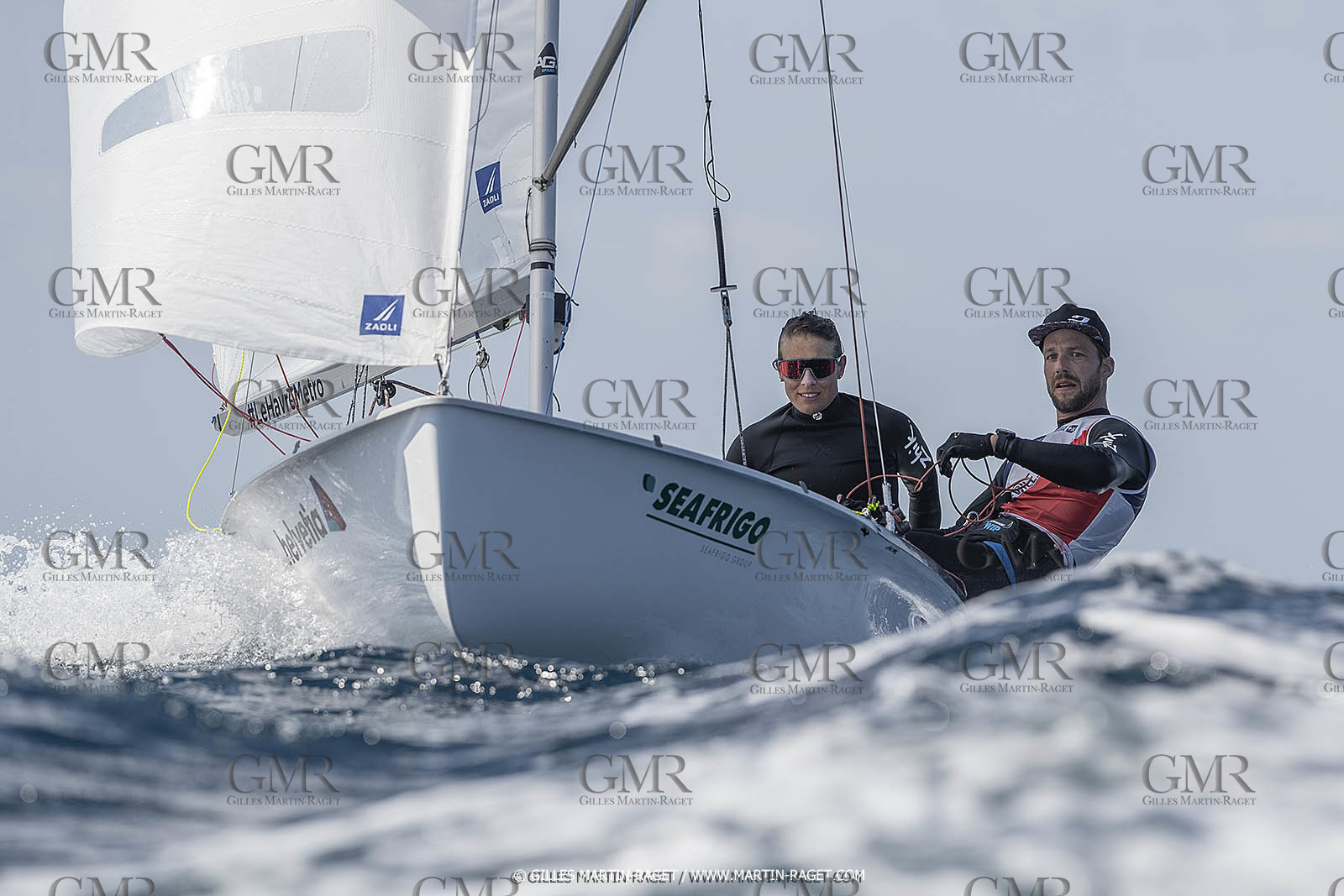 16 09 2022, Marseille (FRA), 470 Class, Paris 2024 Olympic Games, Sailing, 470 mixed dinghy, trainings, Camille Lecointre Jeremie Mion (FRA)