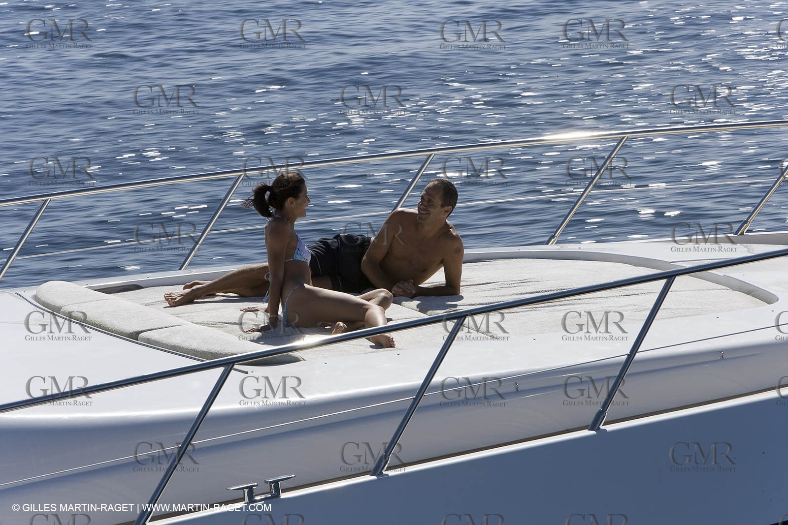 06 09 2007 - Saint Tropez (FRA, 83) - Superyachts - Motoryachts - Mangusta 92 Triple Fun in Saint Tropez - Mooring at Club 55 at Pampelonne Beach