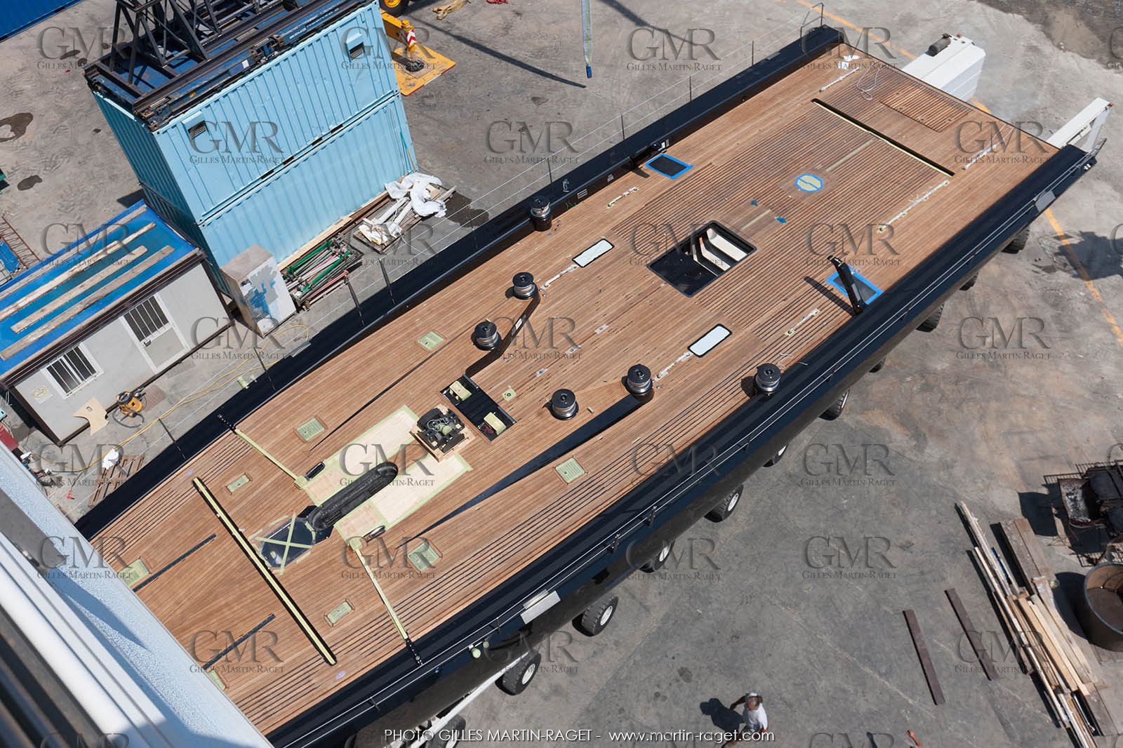 22 07 2017, Savona (ITA), Wally Cento Tango going out of the shed, Photo Gilles Martin-Raget