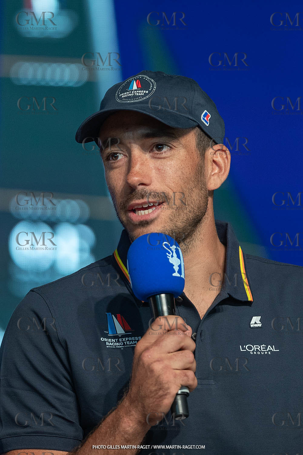 13 09 2023, Vilanova i La Geltru (ESP), 37th America's Cup, 1st Preliminary Regatta, Opening Press conference, Quentin Delapierre (Orient Express)