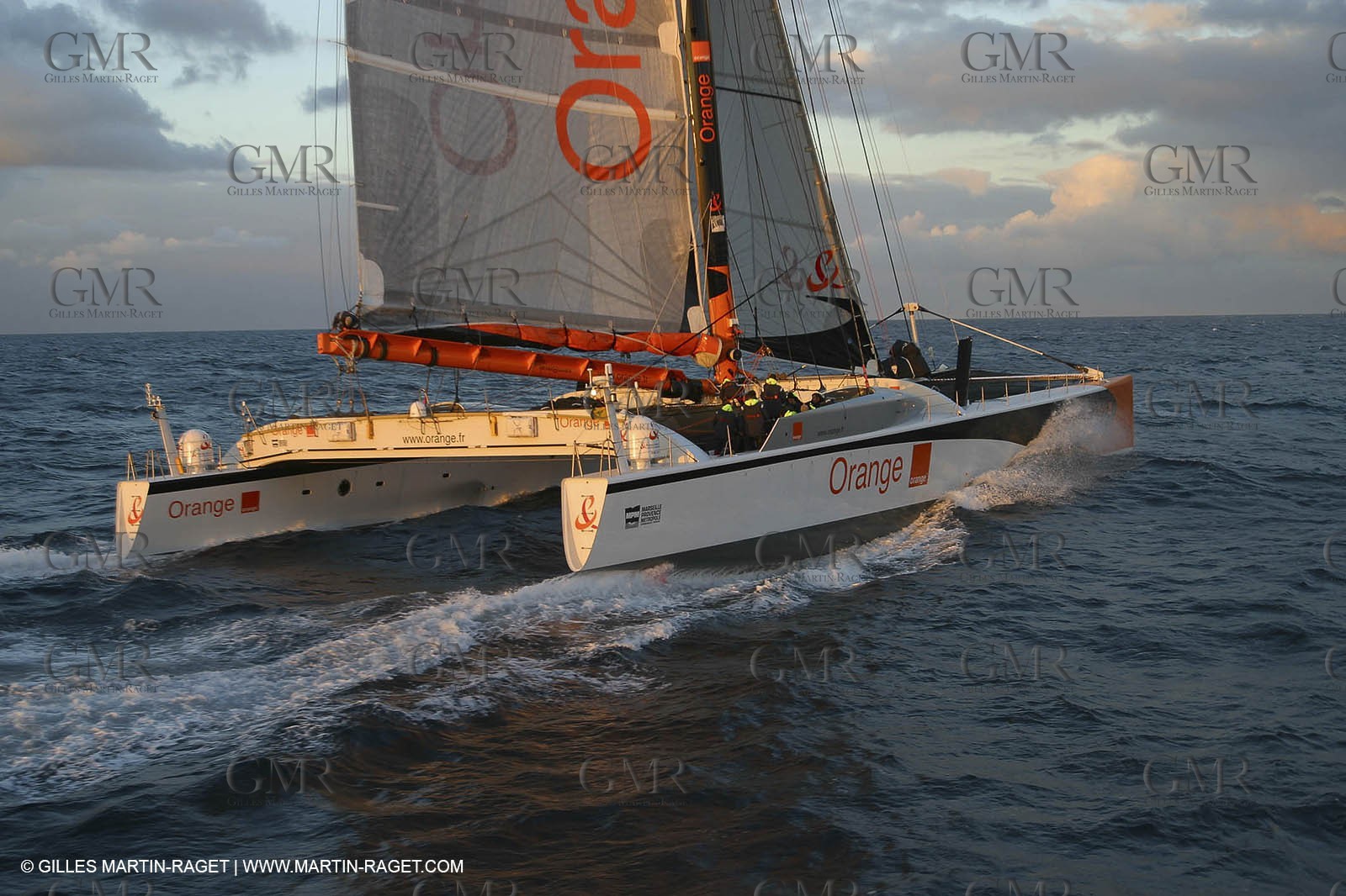 Orange II - 2004 Jules Verne Trophy - Ouessant - first starting line crossing