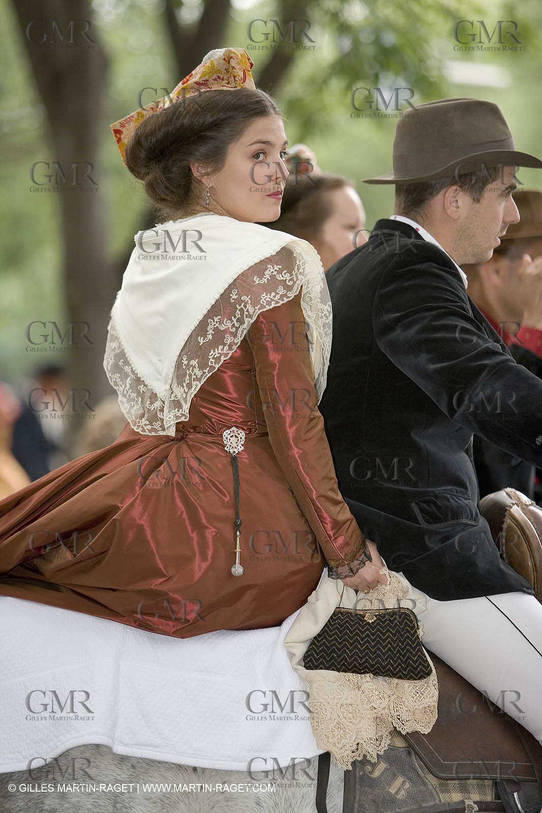 Arlésiennes in costume - Gardians (cow-boys) celebration - Arles