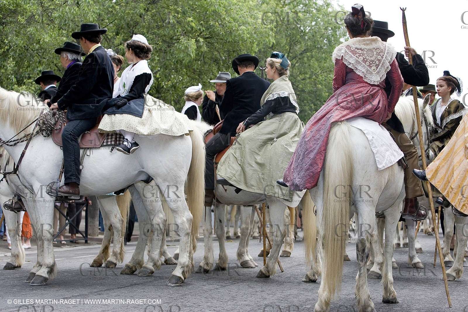 Arlésiennes in costume - Gardians (cow-boys) celebration - Arles