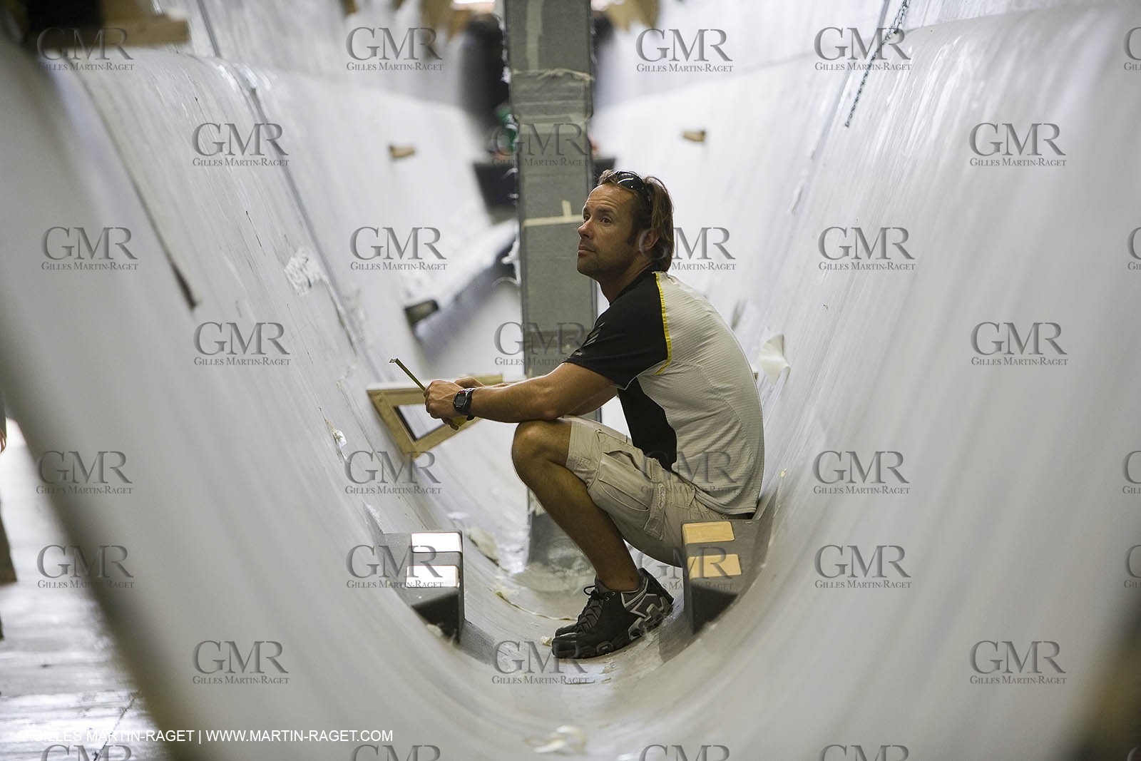 Sydney, Australia, Thomas Coville trimaran Sodebo building at Boat Speed