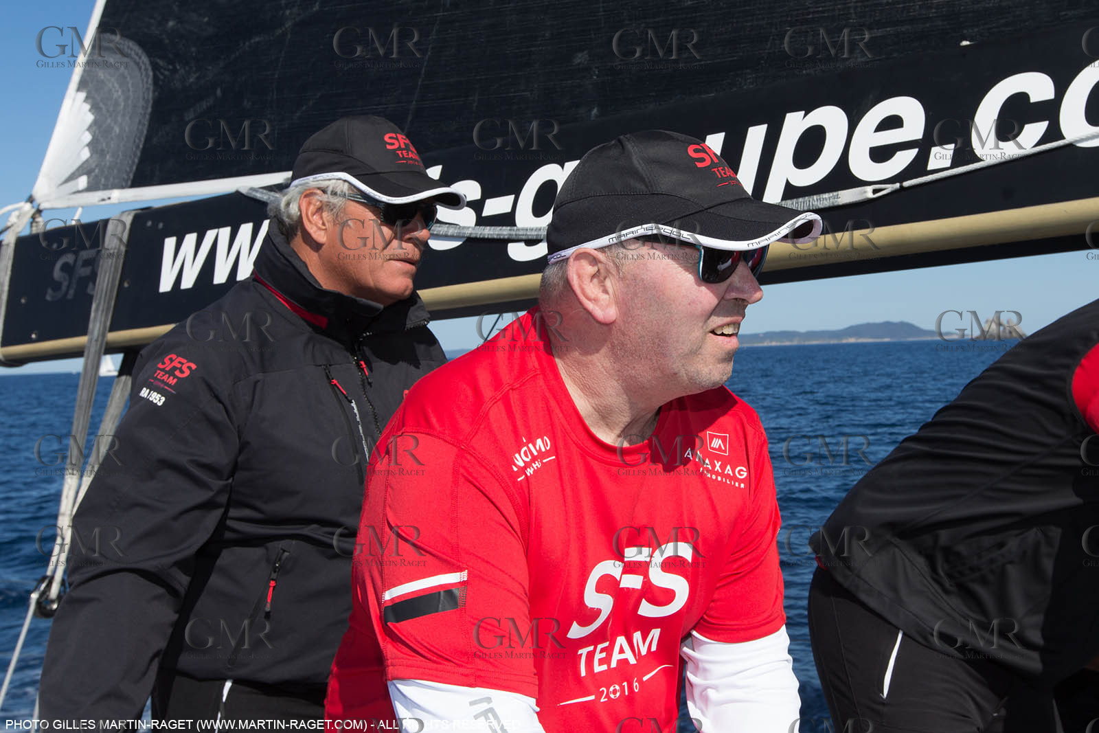 05 05 2016, Porquerolles (FRA,83), Semaine de Porquerolles, célébration des 30 and de lla victoire de l'Esprit d'Equipe dans la Whitbread, l'équipage se retrouve à bord du maxi SFS skippé par Lionel Péan