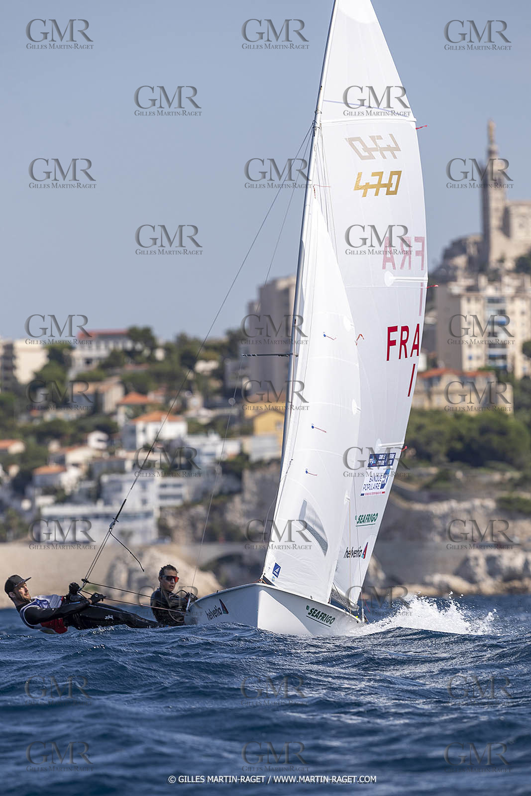 16 09 2022, Marseille (FRA), 470 Class, Paris 2024 Olympic Games, Sailing, 470 mixed dinghy, trainings, Camille Lecointre Jeremie Mion (FRA)