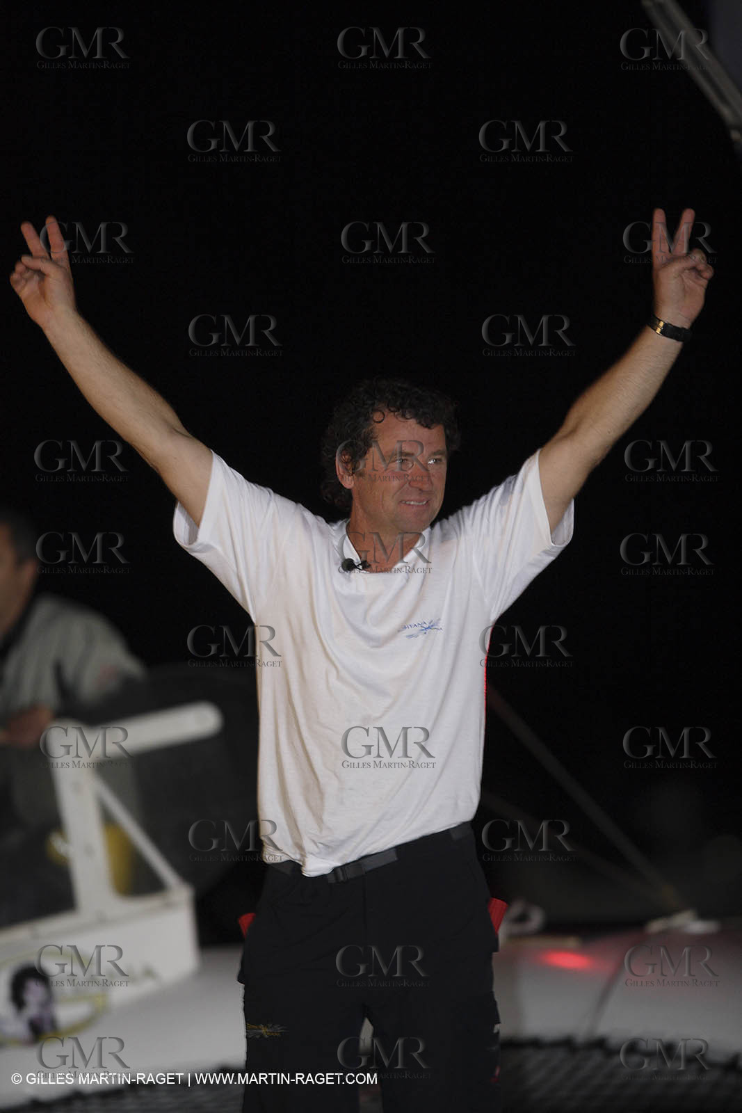 05 11 2006 - Pointe à Pitre Guadelupe (FRA) - Route du Rhum 2006 arrival - overall winner Lionel Lemonchois (Gitana 11)