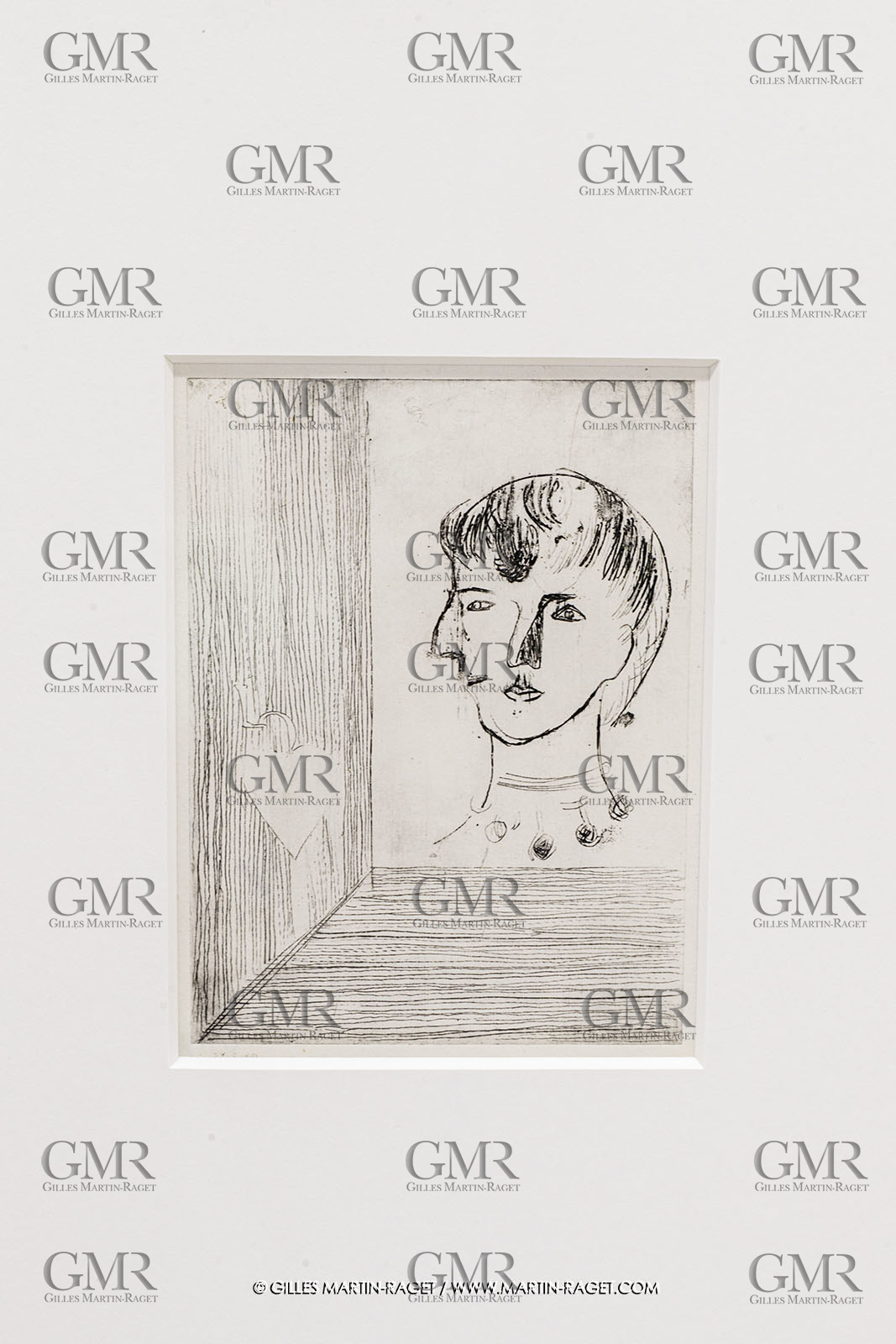 02 05 2023, Paris (FRA), oeuvre de Germaine Richier, Exposition Centre Pompidou 2023, Autoportrait au coeur s. d., eau-forte sur papier, 30 x 20 cm, Collection particulière