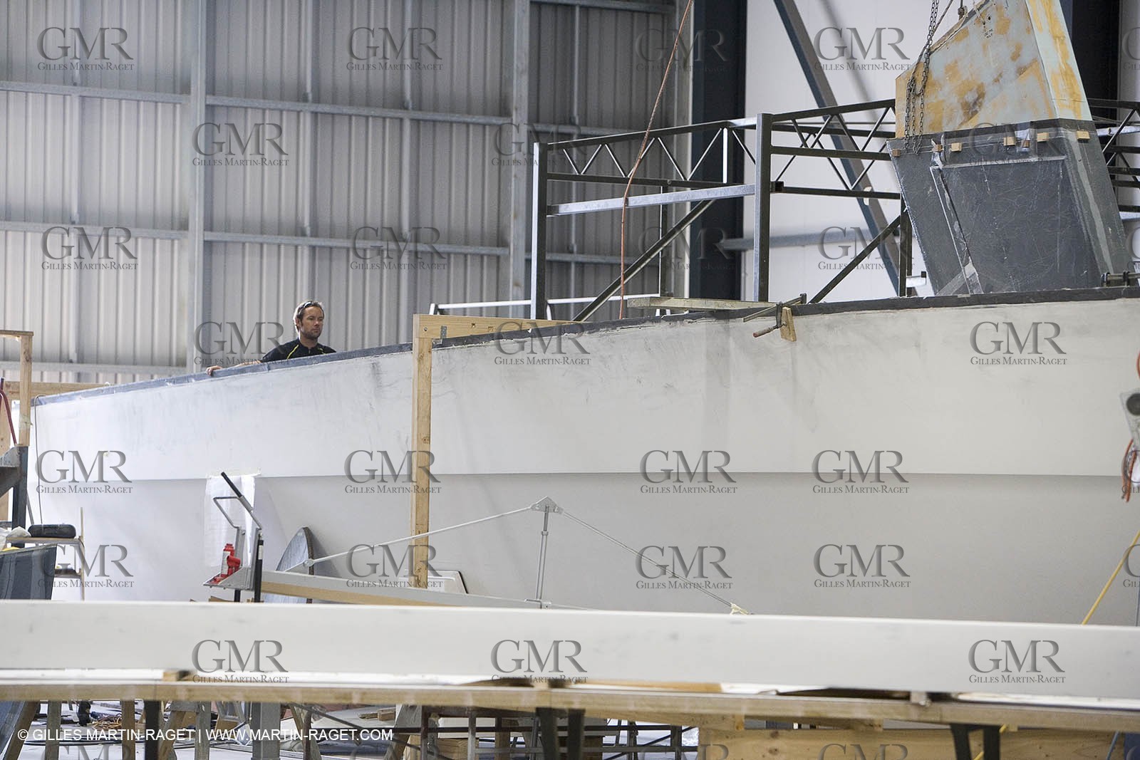 Sydney, Australia, Thomas Coville trimaran Sodebo building at Boat Speed