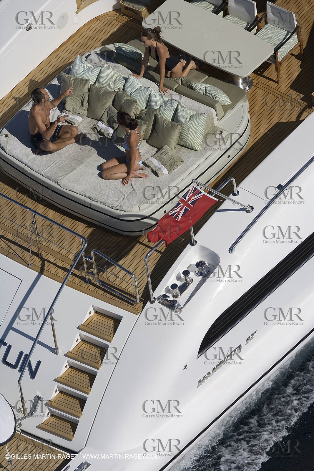 06 09 2007 - Saint Tropez (FRA, 83) - Superyachts - Motoryachts - Mangusta 92 Triple Fun in Saint Tropez - Mooring at Club 55 at Pampelonne Beach