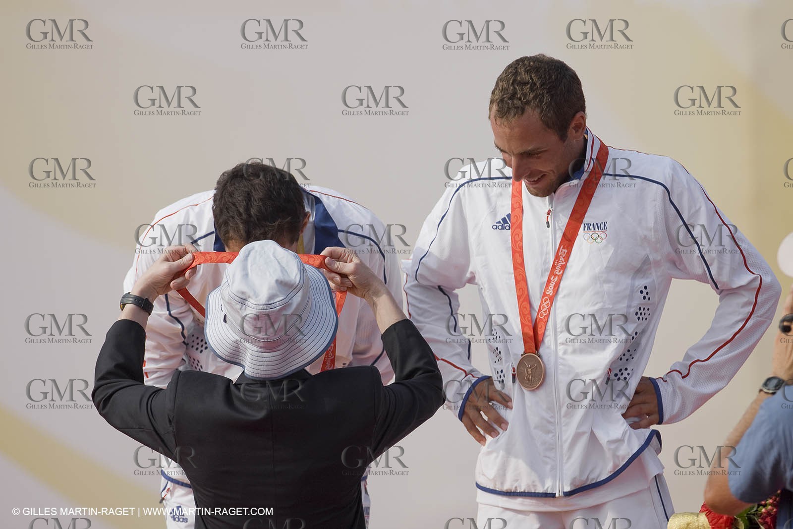 18 08 2008 - Qingdao (CHN) - Jeux Olympiques 2008 - Jour 10 - Medal race - Nicolas Charbonnier Olivier Bausset médaille de bronze