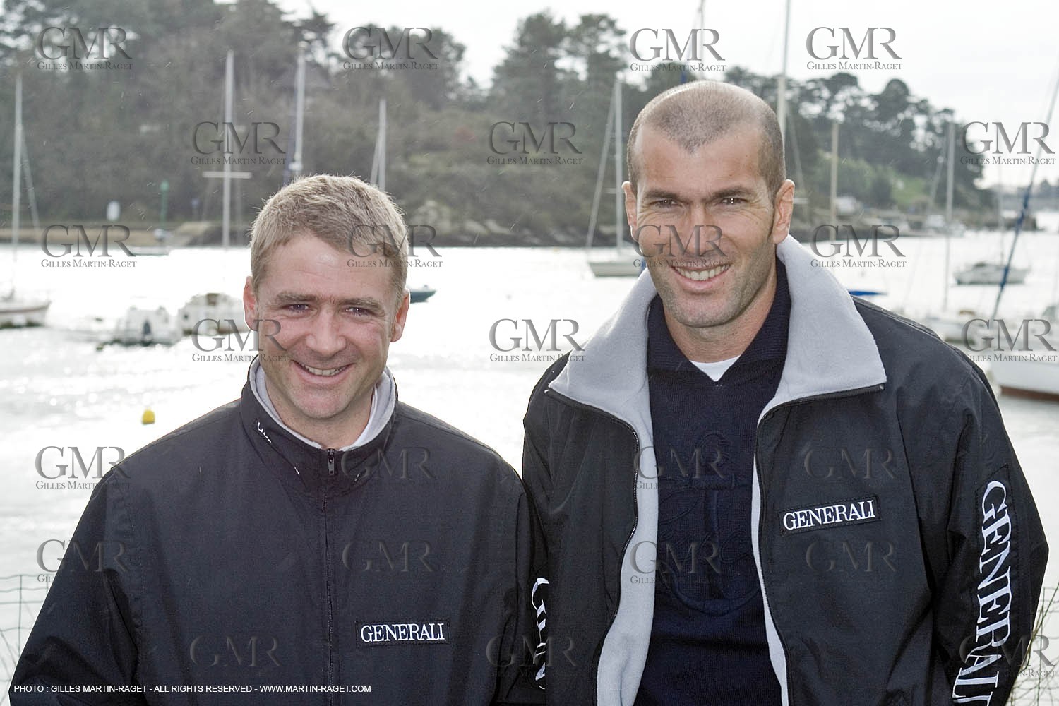 23 01 2007 - Vannes (FRA) - Soccer champion Zinedine Zidane take a visit at Multiplast boatyard where is built GENERALI, the next IMOCA monohull of french sailor Yann Eliès