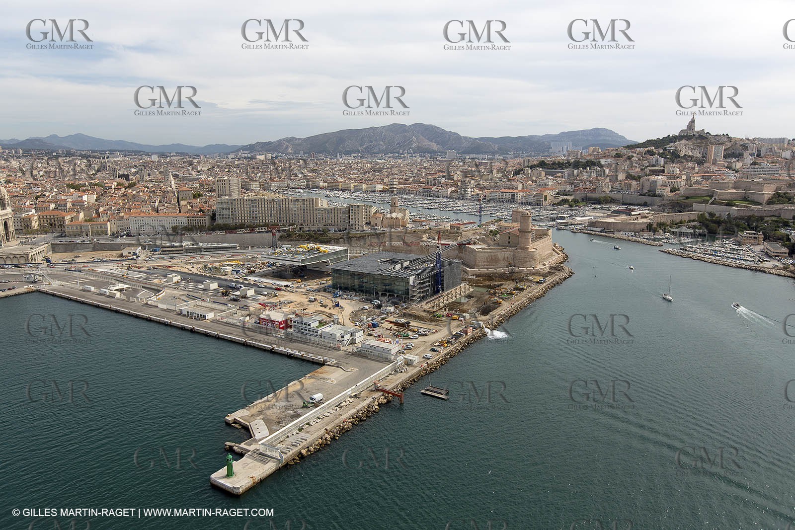 28 09 2012 - Marseille (FRA,13) - Travaux sur le Vieux Port, Construction du MUCEM, Renovation du Fort Saint Jean, construction du Centre Régional de la Meriterranée, CEREM,