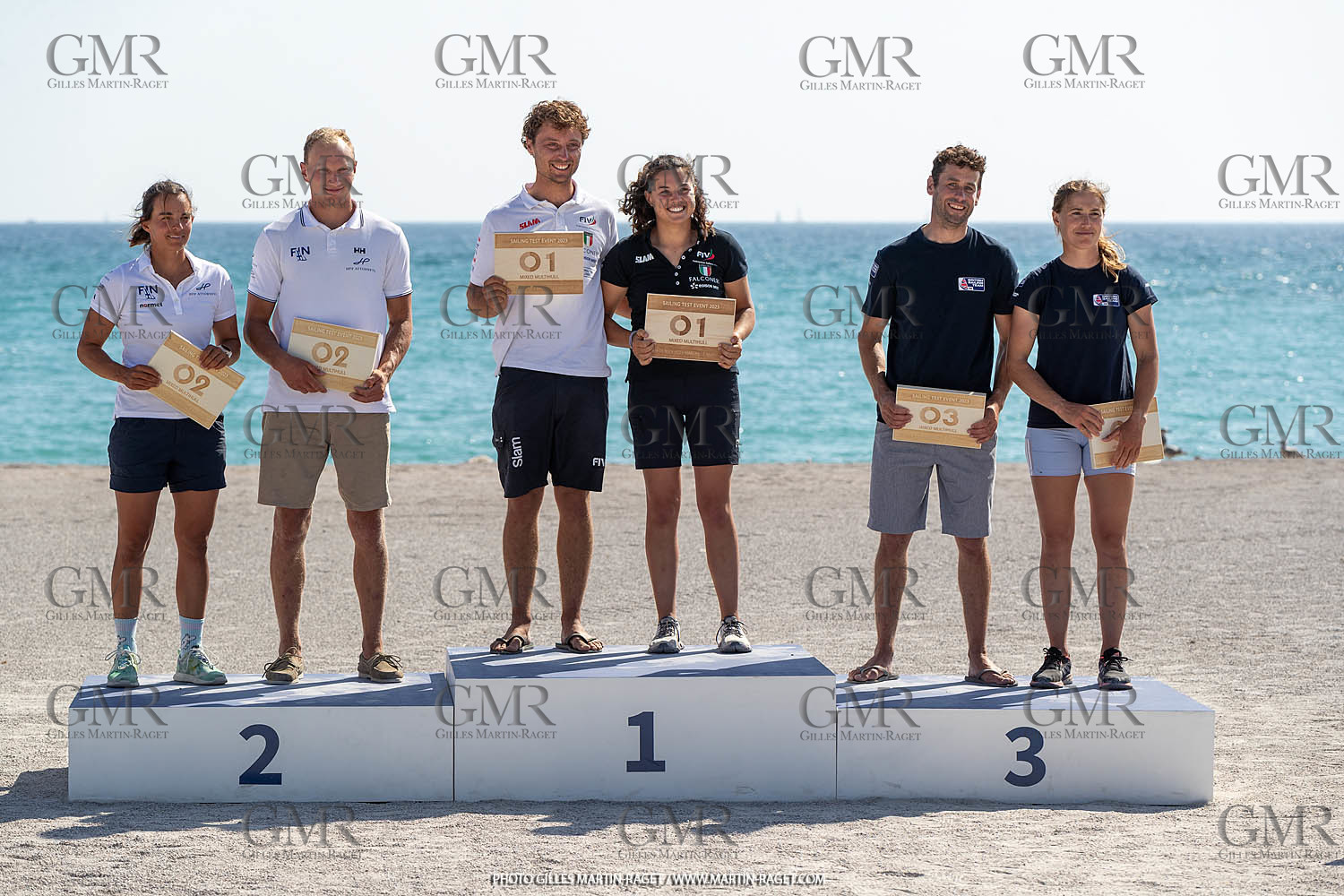 16 07 2023, Marseille, (FRA), Paris 2024 Olympic Games 2024 Sailing Test Event, Day 8, Medal race, Nacra 17