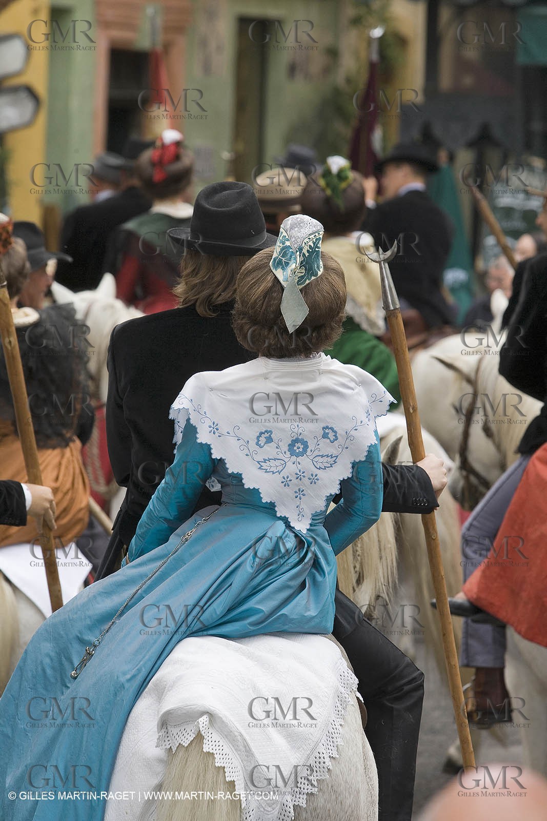 Arlésiennes in costume - Gardians (cow-boys) celebration - Arles