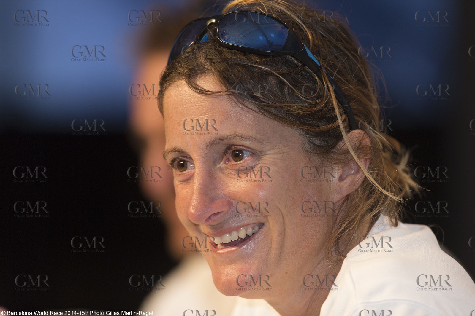 01 04 2015, Barcelona (ESP), Barcelona World Race 2014-15, Gerard Marin and Anna Corbella (GAES Centros Auditivos) arrival in 3rd position.