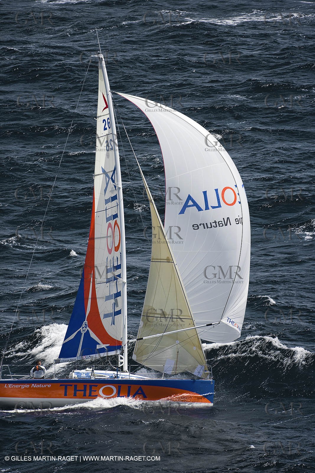 06-26-2007 - FIGARO II - THEOLIA - Skipper : Robert Nagy - Training off Marseille (south France) with strong wind conditions