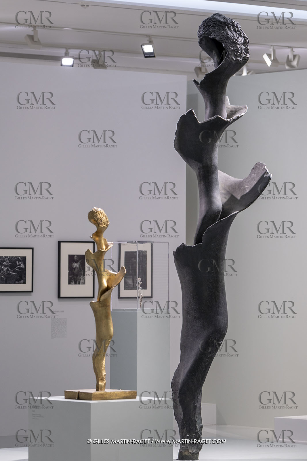 30 10 2023, Montpellier (FRA), oeuvre de Germaine Richier, Exposition Centre Pompidou - Musée Fabre 2023, La Spirale 1957, Bronze, Numéroté 1 6, Fondeur : Susse, Paris, 315 x 58 x 60 cm, Ecolde normale supérieure Paris-Saclay, Gif-sur-Yvette,