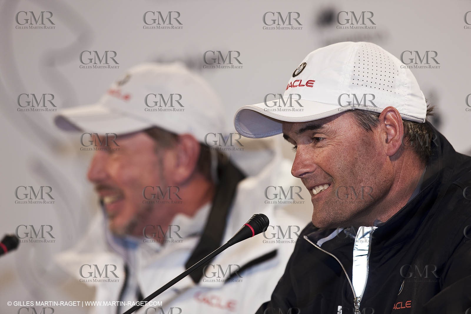 12 02 2010 - Valencia (ESP) - 33rd America's Cup - BMW ORACLE Racing - Day 5 - Race 1 - Press Conference - Larry Ellison - Russel Coutts