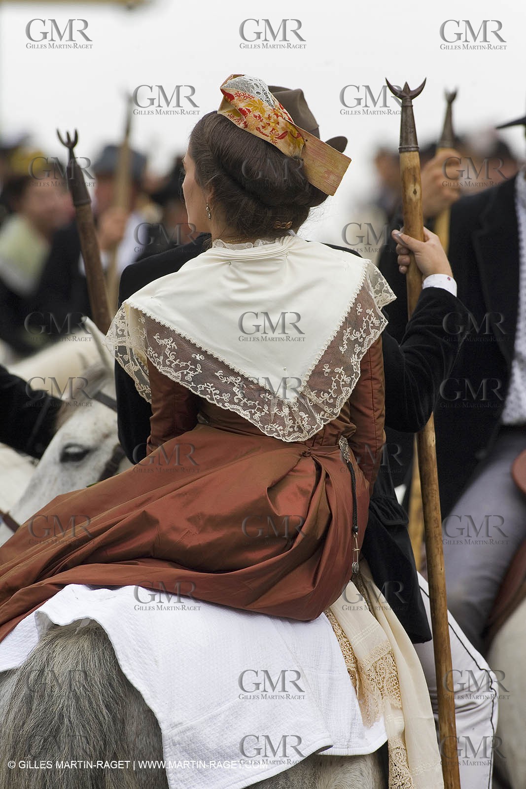 Arlésiennes in costume - Gardians (cow-boys) celebration - Arles